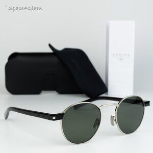 BRAND NEW Saint Laurent SL707 001 Silver Havana Grey Oval Unisex Sunglasses